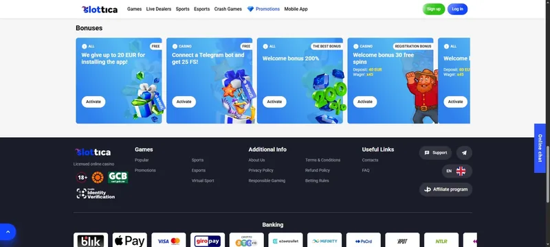 Slottica: Javne promocije, EN