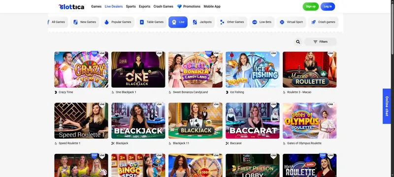 Slottica: Katalog igara sa dilerima uživo, EN