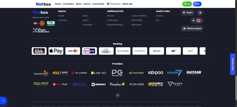 Slottica: Javne informacije o plaćanju, EN